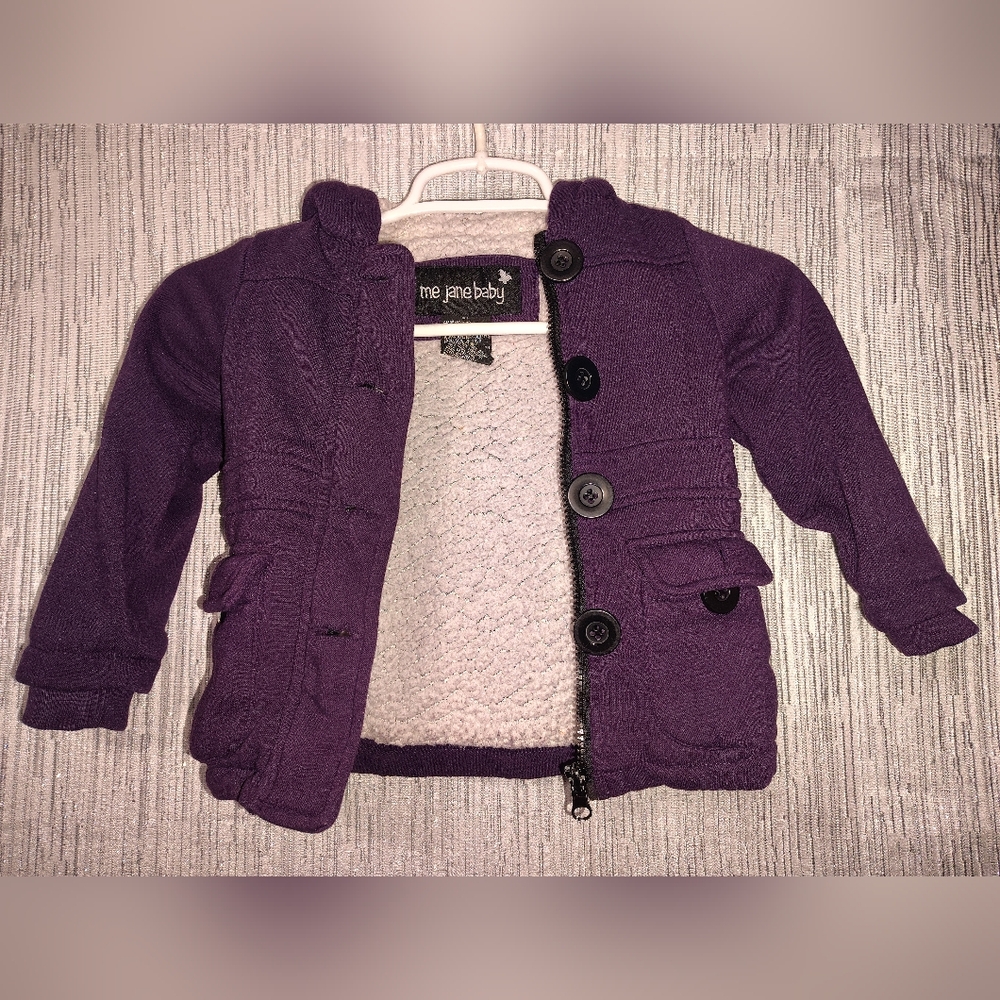 Toddlers Purple Sherpa Pea Coat